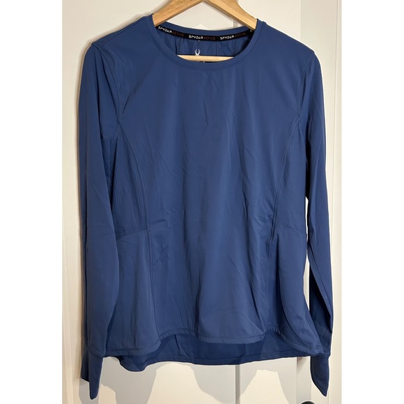 Spyder Active Tops - Spyder Active Womens XL Blue Long Sleeve Performance Top Thumbhole Zip‎ Pocket